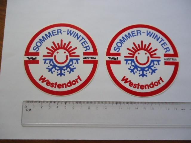 sticker oud Westendorf ski wintersport skien oostenrijk 2x, Verzenden, Zo goed als nieuw, Bedrijf of Vereniging