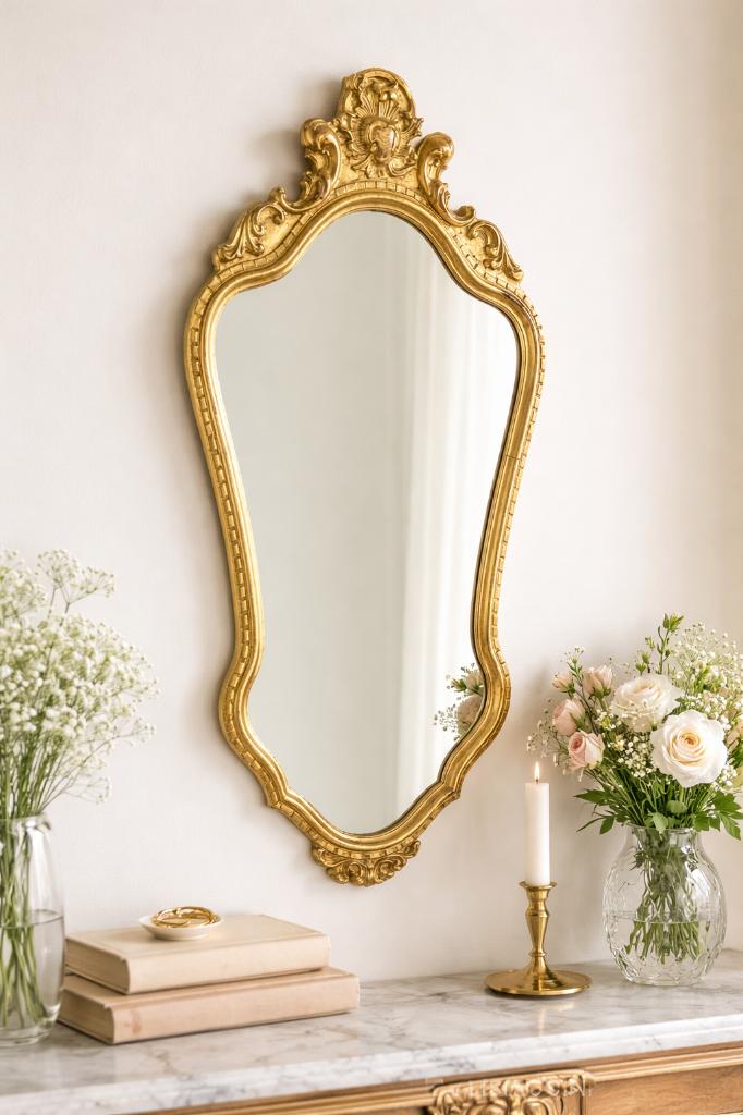 Prachtige vintage barok spiegel, Ophalen, Minder dan 50 cm, Zo goed als nieuw, Minder dan 100 cm