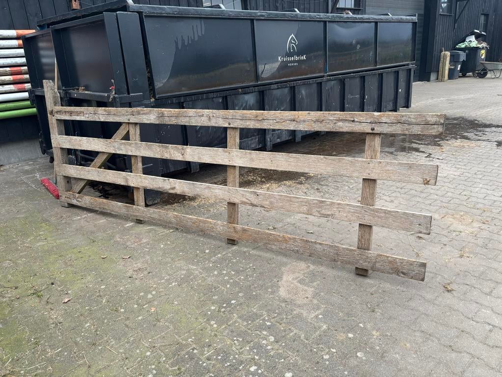 Robuust eiken landhek - Perfect voor uw erf of tuin, Ophalen, Met poort, Gebruikt, Geen