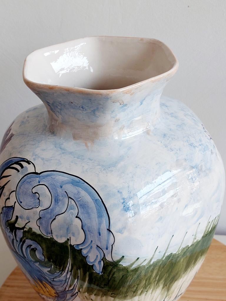 Grote aardewerk vaas plateel Jugendstil/Art Nouveau, Antiek en Kunst, Ophalen