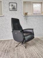 Hjort Knudsen zwarte relax fauteuil handmatig, Huis en Inrichting, Fauteuils, Gebruikt, Leer, Hjort Knudsen, Ophalen of Verzenden