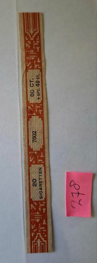 Sigarenbandje - accijns         SIGARETTEN zegel  NR 278, Verzamelen, Ophalen of Verzenden, Gebruikt, Sigarenbandjes