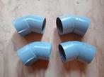 4 keer 45 graden tussenstuk bocht  regenpijp 75 mm mof spie, Bochten, Pvc, 60 tot 80 mm, Ophalen of Verzenden