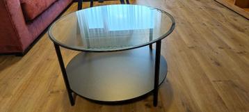 Ronde salontafel – zwart, metalen frame, met glazen blad beschikbaar voor biedingen
