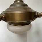 Vintage Art Deco Kroonluchter Hanglamp Messing en Glas, Huis en Inrichting, Lampen | Kroonluchters, Kroonluchter, Gebruikt, Vintage