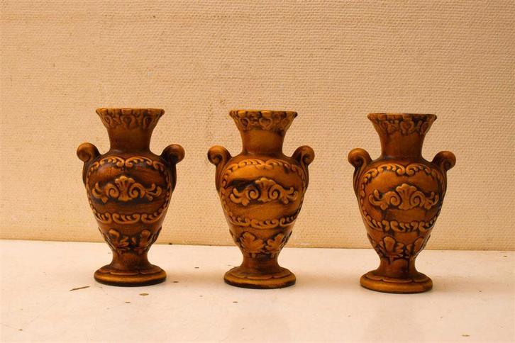 3 stuks bruine vazen 47173, Huis en Inrichting, Woonaccessoires | Vazen, Gebruikt, Overige kleuren, Minder dan 50 cm, Aardewerk of Porselein