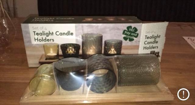 Houten plateau met theelichthouders, Huis en Inrichting, Woonaccessoires | Kandelaars en Kaarsen, Nieuw, Minder dan 25 cm, Hout