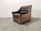 Vintage Bruine Leren Fauteuil, Gebruikt, Minder dan 75 cm, Leer, 50 tot 75 cm