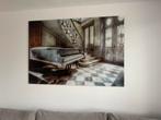 XL Glazen Schilderij Oude Piano Verlaten Huis 160x110cm, Ophalen