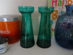 2x Antiek oud bollenglas Leerdam glas turquoise groen, Antiek en Kunst, Antiek | Glas en Kristal, Ophalen