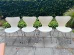 Vlinderstoelen Arne Jacobsen 4st., Gebruikt, Wit, Arne Jacobsen, Ophalen of Verzenden