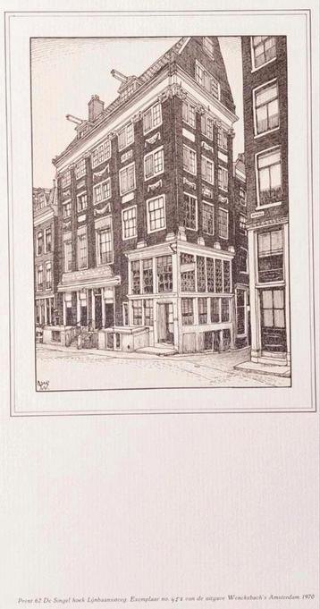 Prent Singel hoek Lijnbaanssteeg, Amsterdam 1970 beschikbaar voor biedingen