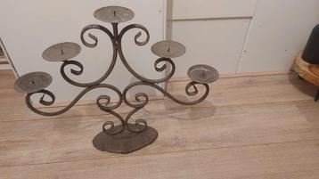 Vintage Metalen Kandelaar voor 5 Kaarsen beschikbaar voor biedingen