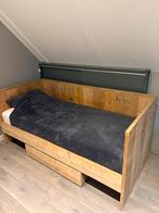 Steigerhouten bed met lade, Huis en Inrichting, Ophalen, Gebruikt, 90 cm, Eenpersoons