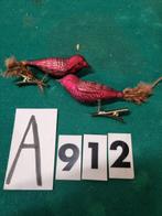 kerst vogels rood glas 2x [a912/2], Diversen, Kerst, Ophalen of Verzenden