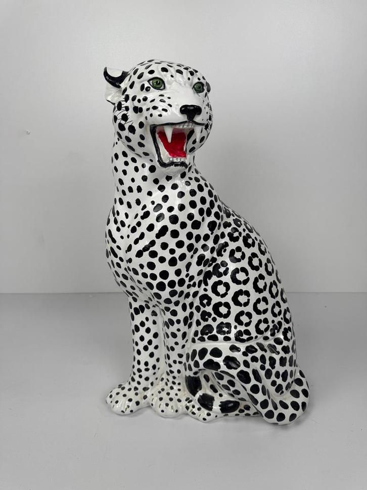 Vintage Italian Porcelain Leopard Statue, Verzamelen, Beelden en Beeldjes, Zo goed als nieuw, Ophalen