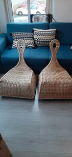 2 rieten schommelstoelen - Verschillende hoogtes, Huis en Inrichting, Stoelen, Ophalen, Gebruikt, Twee, Bruin