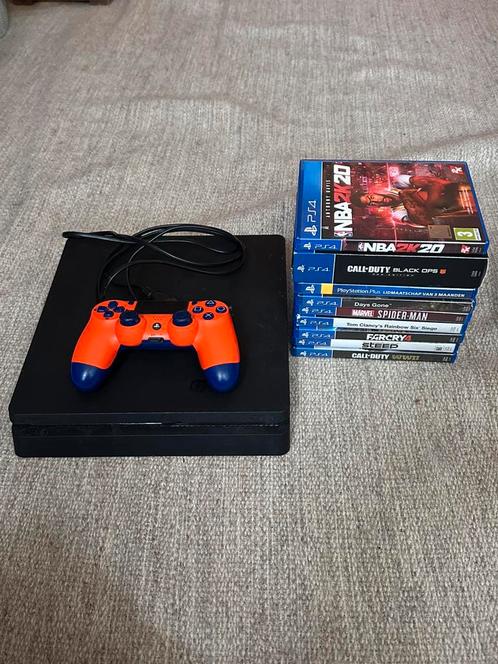 Ps4 met 9 spellen, Spelcomputers en Games, Spelcomputers | Sony PlayStation 4, Zo goed als nieuw, Original, Met 1 controller, Ophalen