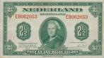 BANKBILJET 1943 : 2,5 Gulden Wilhelmina EB 062053, Postzegels en Munten, Bankbiljetten | Nederland, Verzenden, 2½ gulden, Los biljet