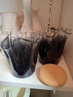 Zakdoekvaas gerookt glas 2x, Huis en Inrichting, Woonaccessoires | Vazen, Overige kleuren, Ophalen of Verzenden, Minder dan 50 cm