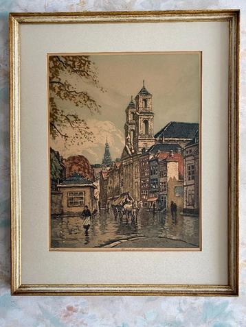 Kleuren Ets   .  Hendrik   de  Laat   .  1900 - 1980 beschikbaar voor biedingen