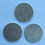 3x 2 Shilling Elizabeth Engeland, Ophalen of Verzenden, Overige landen, Losse munt