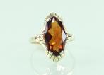 Art Deco gouden ring met citrien, Ophalen of Verzenden, Goud, Ring, Met edelsteen