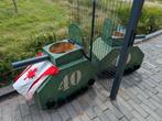 4x houten tank voor 40 jaar of versiering/dorpsfeest, Hobby en Vrije tijd, Ophalen, Gebruikt, Versiering