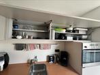 Keukenblok met 5 pits gas, afzuigkap, koelkast en oven., Ophalen, Hoekkeuken, Hout, Crème