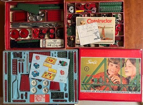 3 Meccano Temsi konstruktie dozen, Antiek en Kunst, Antiek | Speelgoed, Ophalen