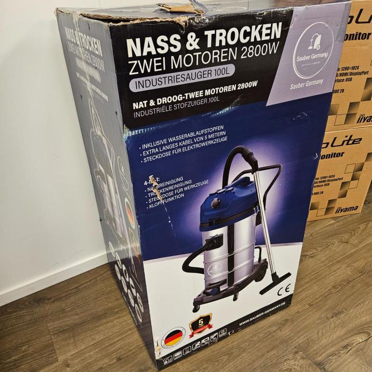 Sauber Industriële stofzuiger 100L 2800W nat & droog - Nieuw, Witgoed en Apparatuur, Stofzuigers, Nieuw