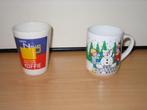 2 mokken: Van Nelle en kerst-/winterafbeelding, Ophalen of Verzenden, Zo goed als nieuw, Overige stijlen, Kop(pen) en/of Schotel(s)