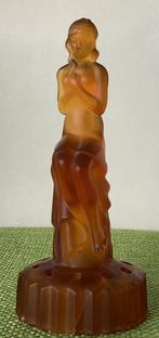 Art Deco Rose Glass Draped Lady (Vaseline) Cambridge Glass, Ophalen of Verzenden