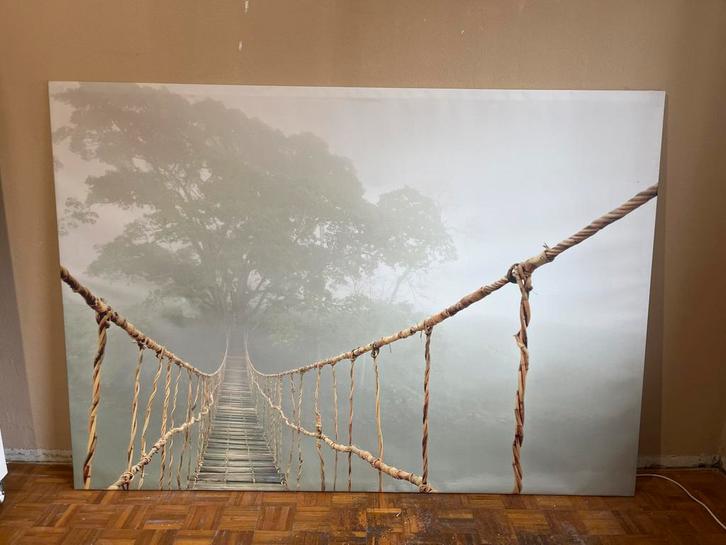 IKEA Canvas Schilderij - Houten Brug 140 bij 200cm, Huis en Inrichting, Woonaccessoires | Schilderijen, Tekeningen en Foto's, Zo goed als nieuw