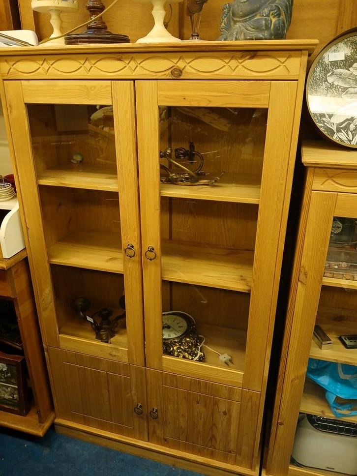 Grenen Vitrinekast - 85x32x146 cm, Huis en Inrichting, Kasten | Vitrinekasten, Gebruikt, 100 tot 150 cm, 50 tot 100 cm, 25 tot 50 cm