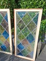 2 glas in lood paneeltjes in kozijn., Doe-het-zelf en Verbouw, Glas en Ramen, Ophalen, Gebruikt, Minder dan 80 cm, Glas in lood