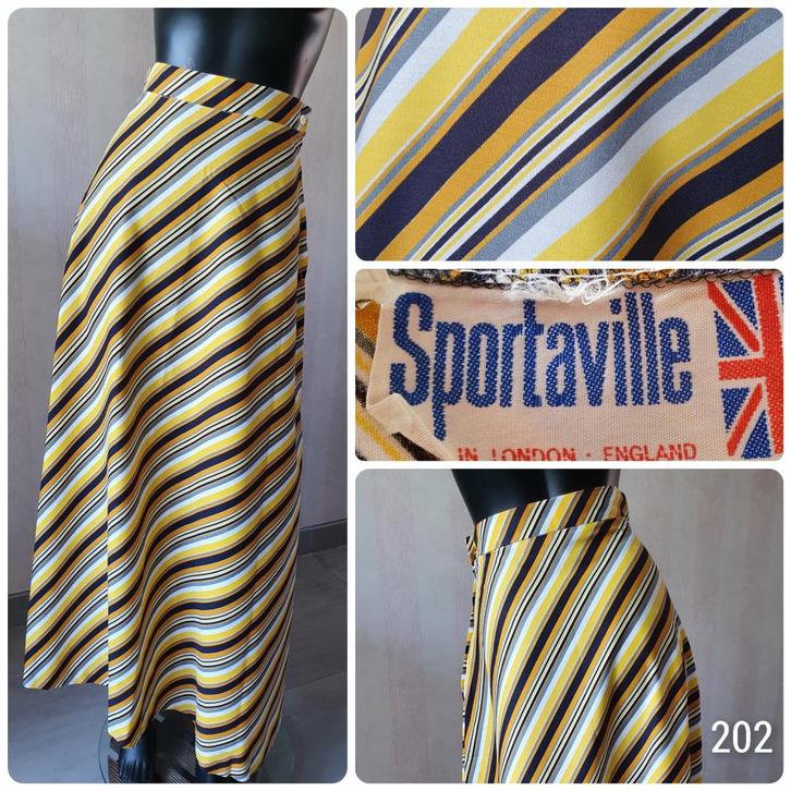 Prachtige vintage Engelse maxi rok diagonale streep mt 34, Kleding | Dames, Rokken, Zo goed als nieuw, Maat 34 (XS) of kleiner