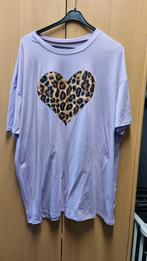 Lila shirt met luipaard hart - Shein maat 48, Paars, Maat 46/48 (XL) of groter, Ophalen of Verzenden, Korte mouw