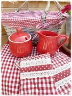 SALE! Melkkannetje, suikerpot met deksel, porcelein rood, Huis en Inrichting, Orderchamp, Amsterdam, Overige typen, Nieuw