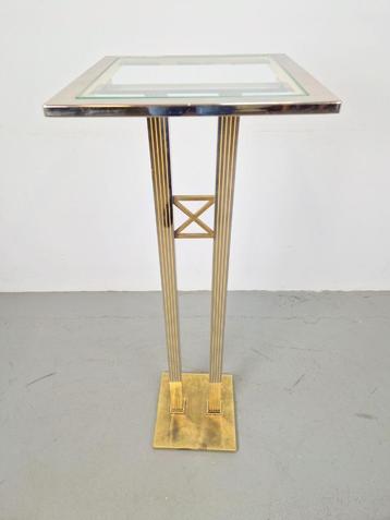 Regerncy Fratelli Orsenigo zuil Messing chrome side table 70 beschikbaar voor biedingen