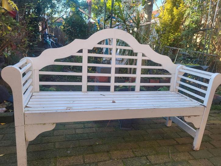 Houten tuinbank met rugleuning, Tuin en Terras, Tuinbanken, Gebruikt, Hout, Ophalen