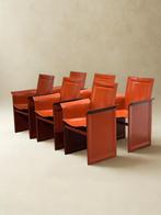 Set van 6 originele Italiaanse vintage Korium stoelen, Huis en Inrichting, Stoelen, Gebruikt, Overige kleuren, Leer, Ophalen of Verzenden