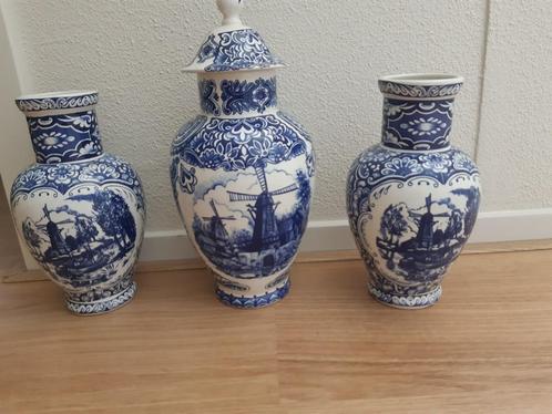 Delfts blauwe vazen set van 3, Antiek en Kunst, Antiek | Vazen, Ophalen