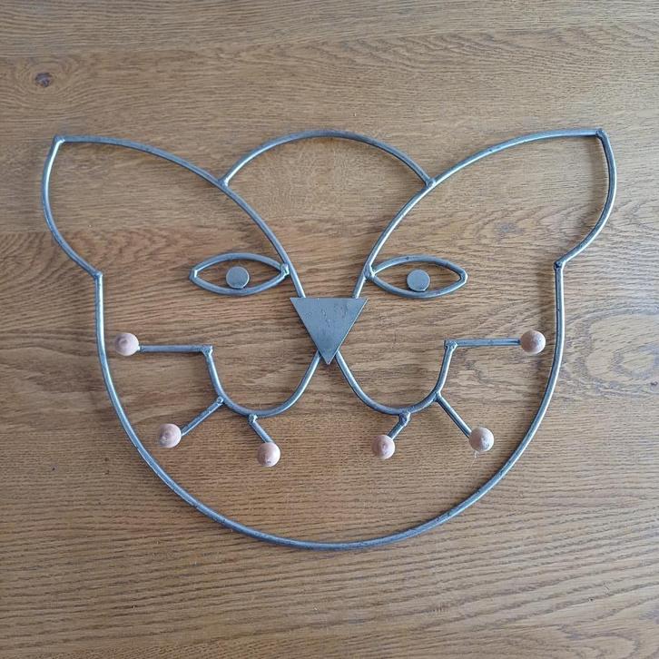 Kapstok in de vorm van een poezenkop, Huis en Inrichting, Woonaccessoires | Kapstokken, Gebruikt, Wandkapstok, Minder dan 100 cm