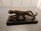Sculptuur bronzen luipaard op zwart marmeren voet, Antiek en Kunst, Antiek | Koper en Brons, Ophalen of Verzenden, Brons