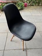 6 stoelen zwart kunststof, houten poot, Ophalen, Kunststof, Gebruikt, Zwart