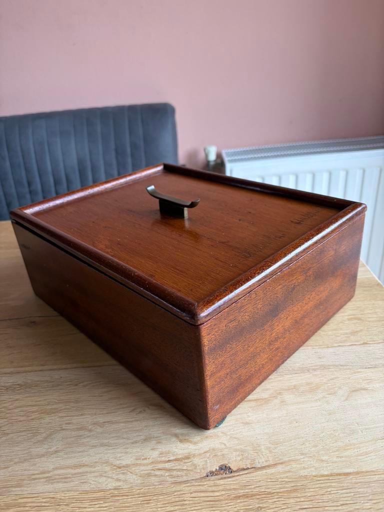 Prachtig antiek theekistje / opbergkist, Huis en Inrichting, Woonaccessoires | Kisten, Verzenden, Gebruikt, Minder dan 50 cm