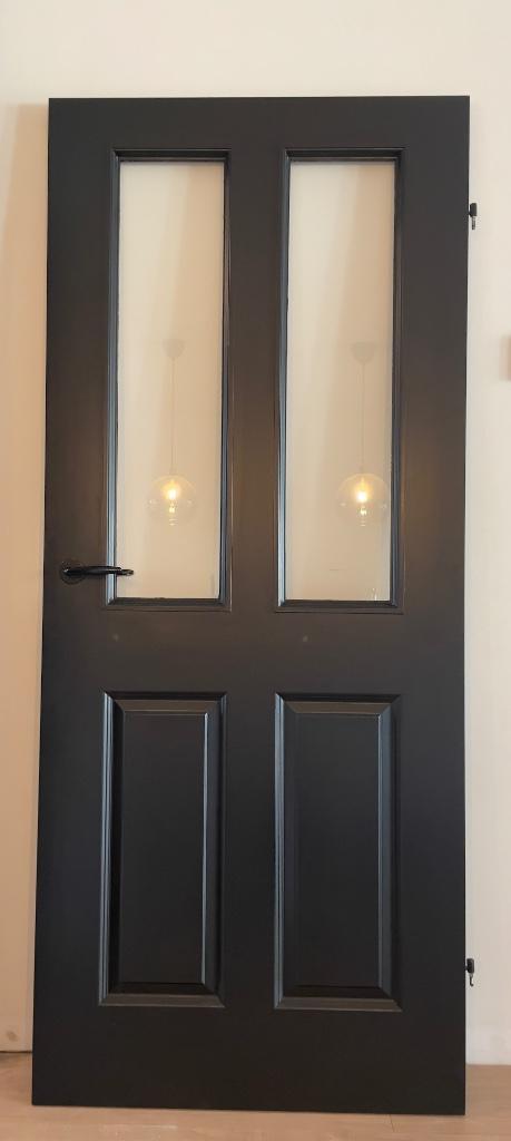 Paneel deur met glas opdek 2000 x 850 mm, Doe-het-zelf en Verbouw, Deuren en Horren, Gebruikt, Binnendeur, 200 tot 215 cm, 80 tot 100 cm