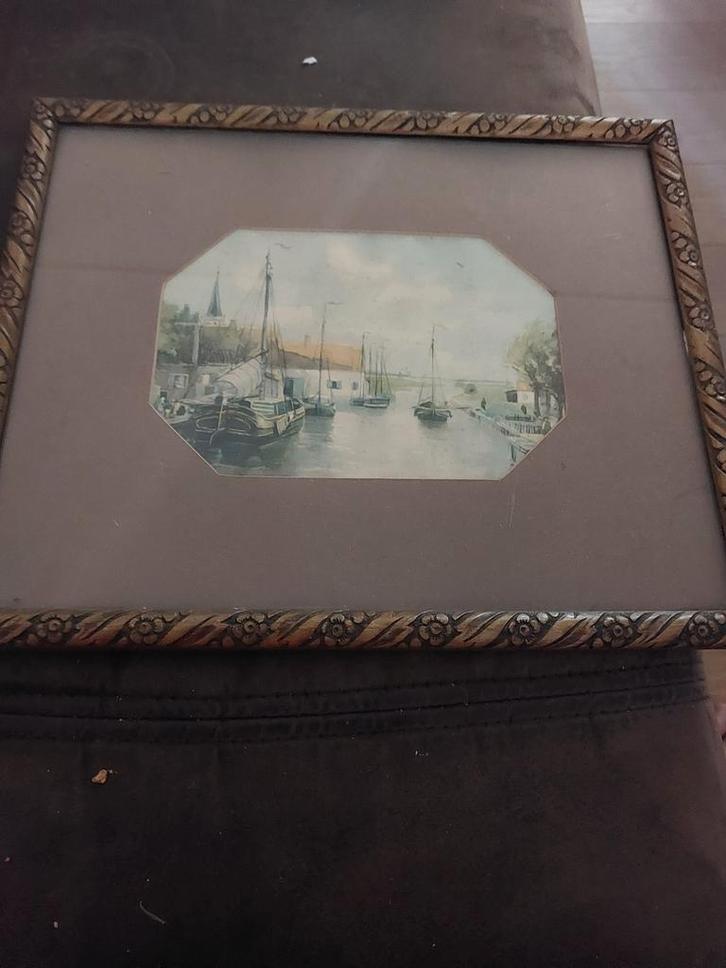 Havengezicht Tekening Ingelijst, Antiek en Kunst, Kunst | Tekeningen en Foto's, Ophalen of Verzenden