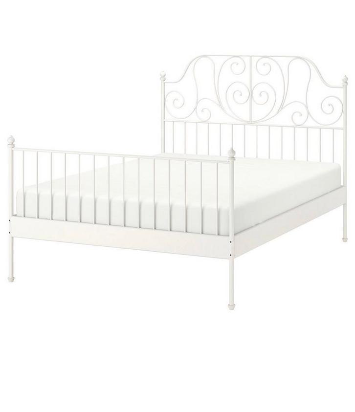 Ikea bedframe met lattenbodems, Huis en Inrichting, Slaapkamer | Bedden, Gebruikt, Tweepersoons, 160 cm, 200 cm, Metaal, Wit, Ophalen